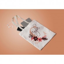 Kişiye Özel Flowers C Harfi Tema Bez Çanta